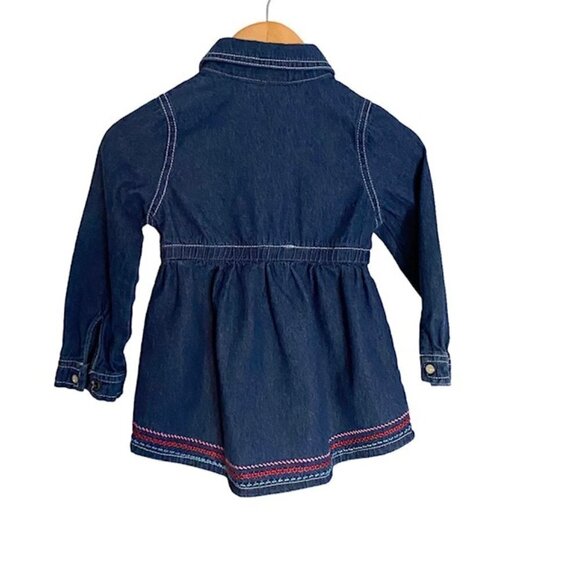 Nanette Baby Floral Embroidered Button Down Denim Dress 2T - Picture 3 of 5